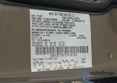 2002 Mercury Grand Marquis Ls из США, поврежденный, VIN 2MEFM75W72X638706